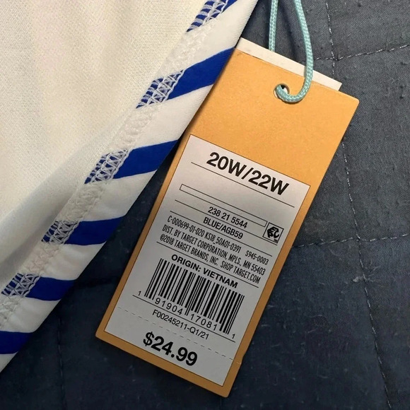 Blue & White Stripe high waist high swim Bottoms Plus Size NWT 20/22 #1176 - Picture 4 of 6